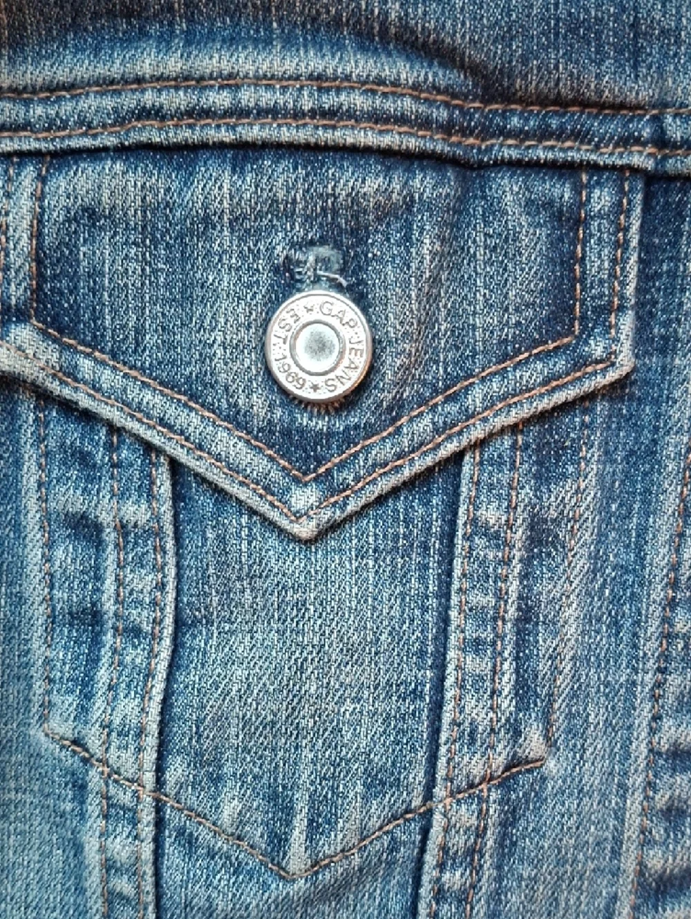 GAP Light Blue Denim Trucker Jacket Fitted Sz XS Stretch Cotton - Picture 5 of 6